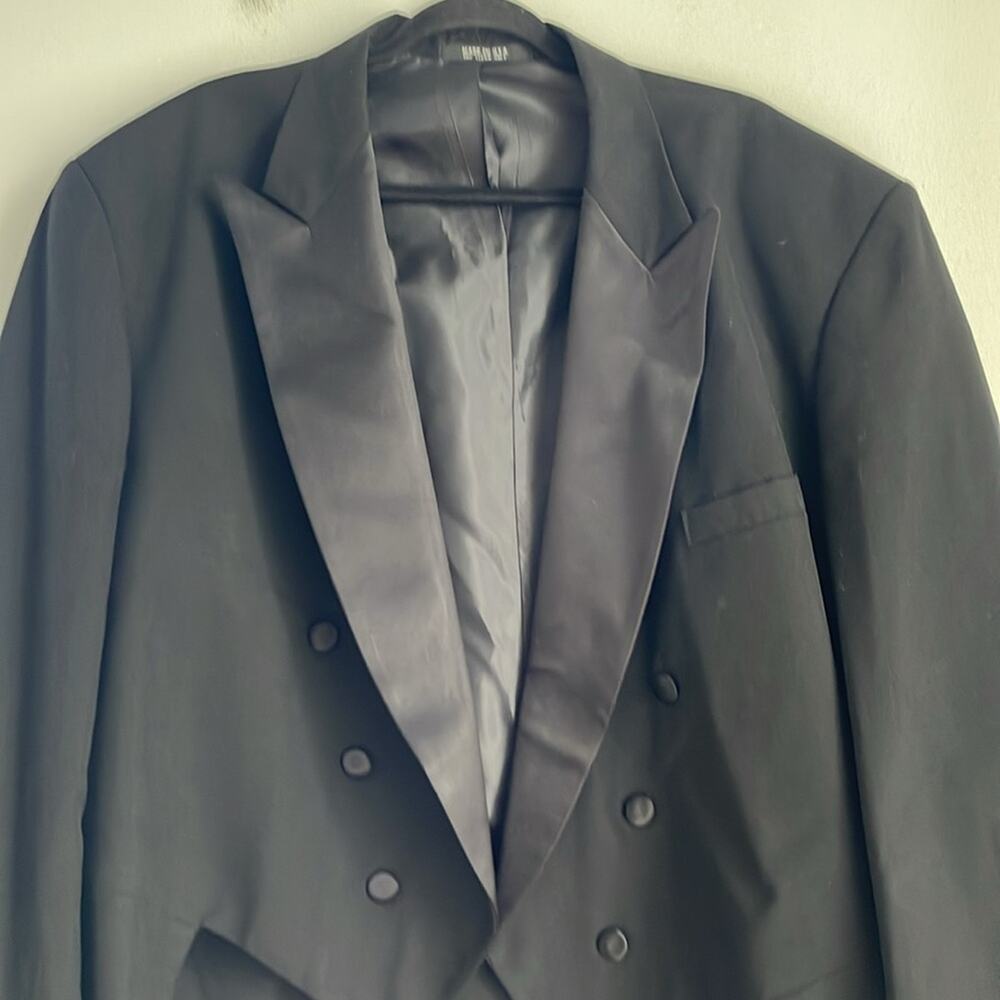 After Six black formal wedding Mardi Gras Ball black tie tuxedo tails coat 56L - Picture 2 of 7